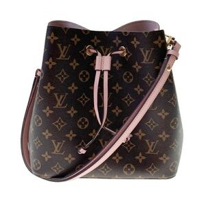 Louis Vuitton Neonoe Monogram MM bucket Shoulder Bag with Rose Poudre leather